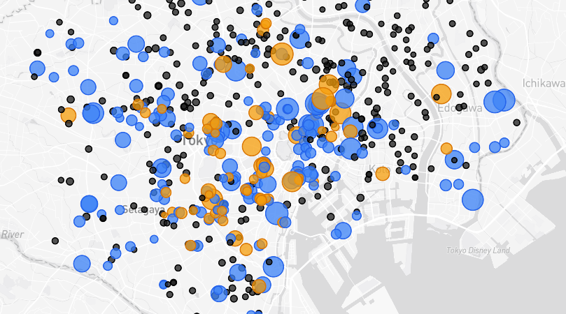 東京23区の入浴施設カテゴリ別マップ